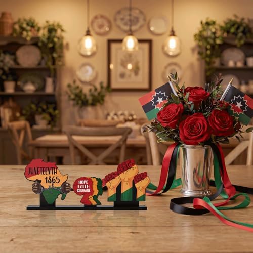 Smile Juneteenth Wooden Decor, Hope Faith Courage Desktop Signs Black History Month Black Pride Gifts - Image 3