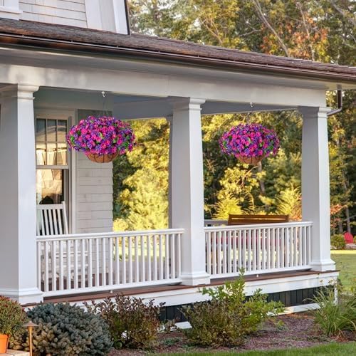 Ammyoo Artificial Fake Hanging Flowers with Basket for Spring Summer Decor - Image 5