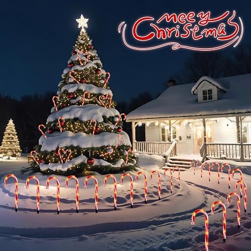 10" Candy Cane Pathway Lights, 10-Pack Christmas Stake Lights for Outdoor - Image 3