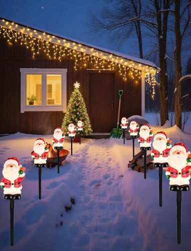 5-Pack Commercial-Grade Christmas Pathway Stakes - 15.98" Tall Santa Holding Bell Stake Lights with Heavy-Duty C7 LEDs, Waterproof for Pro-Level Yard Decor - Image 5
