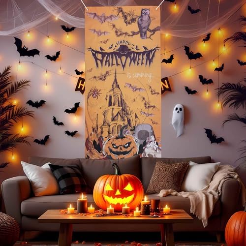 Halloween Decorations Pumpkin Skull Door Cover Decor for Indoor Outdoor Holiday Party Front Door Decoration - Image 3