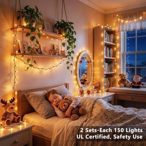 BrizLabs Gold Christmas Lights 300 Count 69.6ft Incandescent String Lights - Image 4