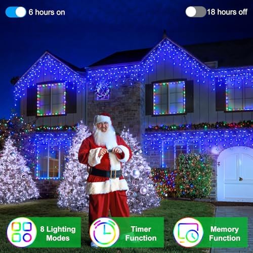 82ft 792 LED 176 Drops Christmas Lights, Outdoor Hanging lights with 8 - Image 3