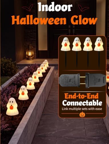 Halloween Ghost Pathway Lights, 4 Pack LED Yard Stake Lights Outdoor Decor - Image 4