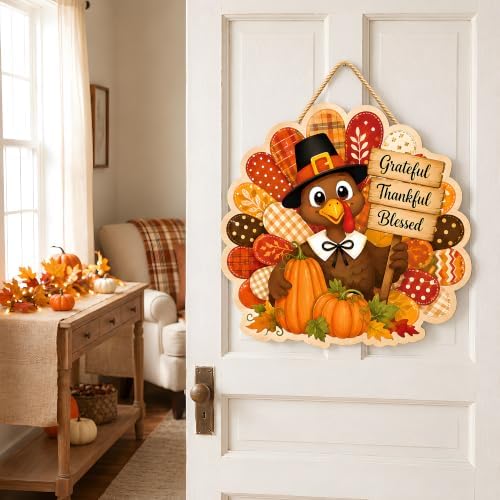 Thanksgiving Decorations - Hanging Wooden Sign for Front Door - Image 6