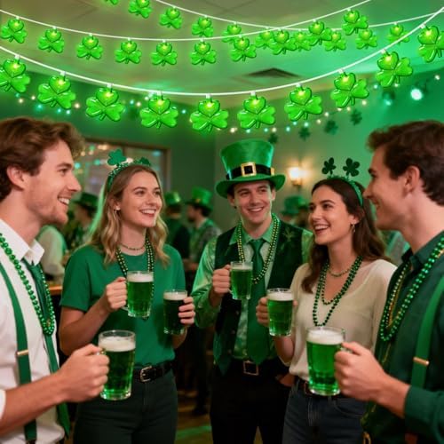 20LED St Patrick's Day Decorations Lights, 12Ft Clear Green Shamrock String Lights Outdoor Waterproof with 20 LED Lucky Clover Lights, UL Certified for Home Window Fence St. Patrick's Day Party Decor - Image 4