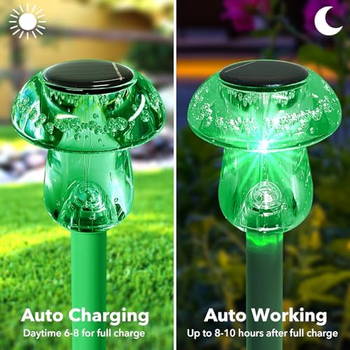 Benany Solar Lights Outdoor, St Patricks Day 8 Pack Mushroom Landscape Lights Waterproof, Solar Powered LED Lighting for Garden Yard Path Pathway Lawn Walkway Driveway Backyard Decor (Green) - Image 2