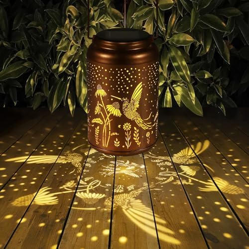 2 Pack Solar Lanterns Outdoor Waterproof Hummingbird Garden Decor - Image 3