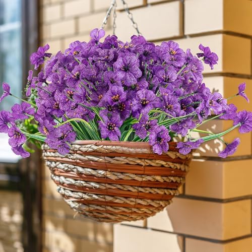 ColoPlay 24Bundles Deep Purple Artificial Flowers for Outdoors, Fake Flower - Image 4