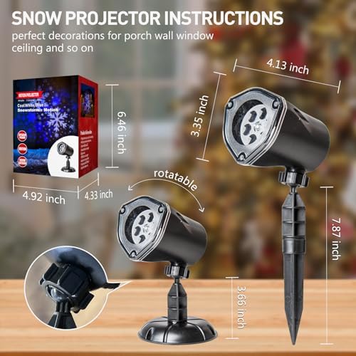 Vanthylit Christmas Projector Lights Outdoor, White Blue Snowflakes Projection Outside, Waterproof LED Landscape Christmas Light for Window Yard House Party Xmas Indoor Decor - Image 6