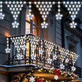 (New) Outdoor Christmas Lights, 13.8ft 218 LED Outdoor String Lights, Icicle Christmas Decoration Lights for Eaves, Indoor, Garden, Patio, Wedding, Xmas Decoration - White by FUNIAO