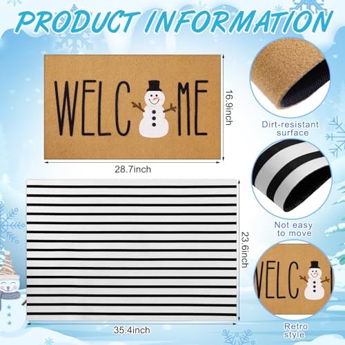 Drydiet Layered Snowman Welcome Door Mat Non Slip Front Porch Entryway - Image 2