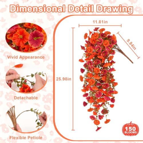 Artificial Hanging Fall Flowers for Outdoors, 2 PCS Fall Decoration - Image 3