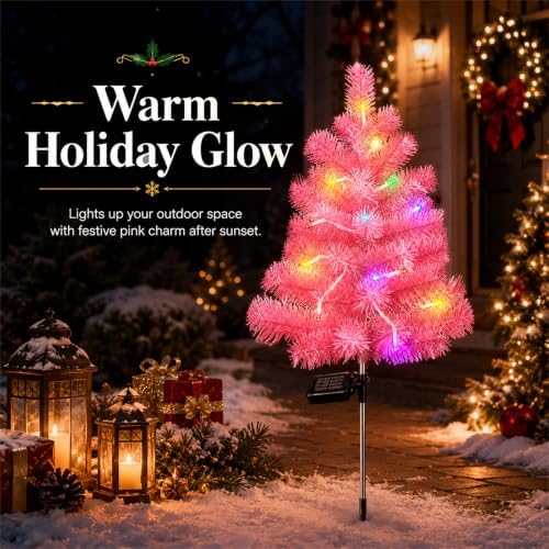 FANFX Solar Christmas Tree Lights 2 Pack Outdoor Pathway Yard Holiday Decor - Image 6