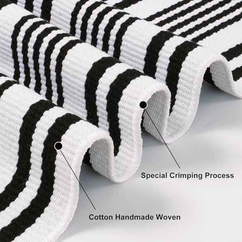 Fall Front Door Mat 2.3'x3.6', Cotton Washable Striped Outdoor Rug - Image 4