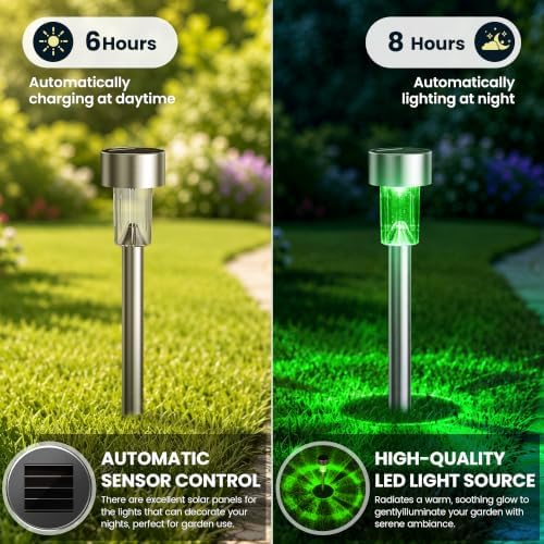 GIGALUMI Green Solar Pathway Lights, 20-Pack Outdoor Halloween Decor - Image 3