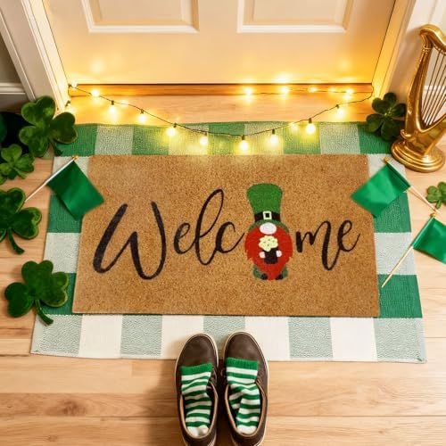 Duraaamo 2 Pcs St. Patrick's Day Coir Door Mat Welcome Outdoor - Image 2