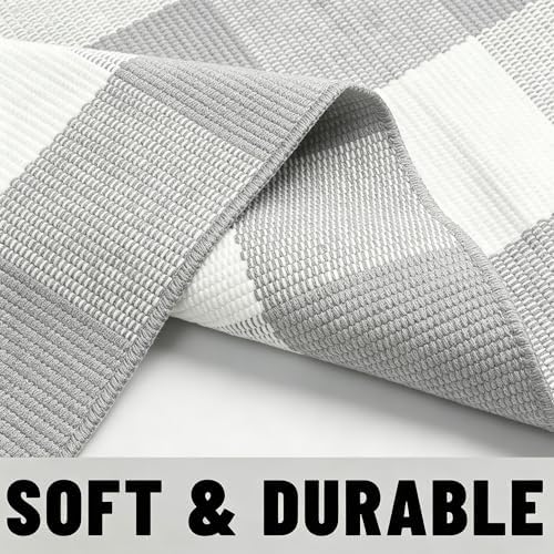 Buffalo Plaid Outdoor Rug 4x6 Ft Gray and White Checkered Area Rug Washable Indoor Outdoor Rugs for Entryway,Hallway, Kitchen, Living Room, Dining Room, Bedroom - Image 6