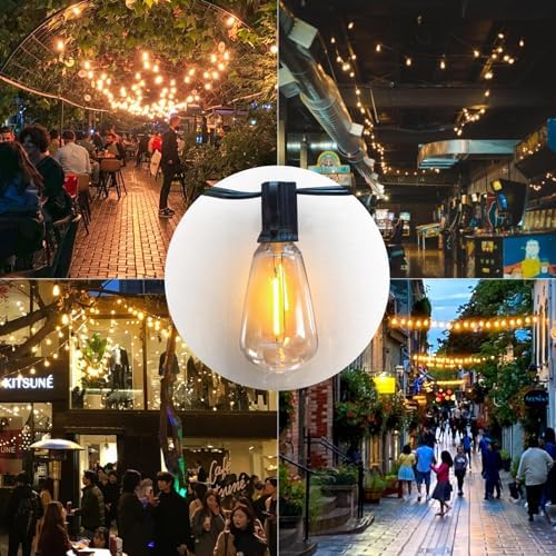 300FT Edison String Lights Outdoor Waterproof with 150+6 Extral LED Shatterproof ST38 Edison Bulbs 2200K for Outside Patio Pergola Backyard Bistro Lights, 3 x 100FT Connectable - Image 3