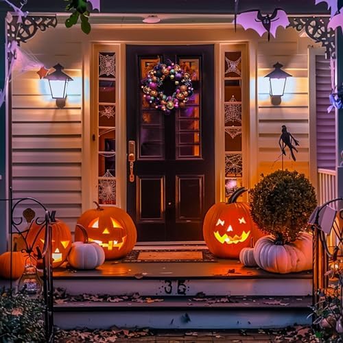 Valery Madelyn Halloween Decorations 20" Pumpkin Wreath for Front Door - Image 2