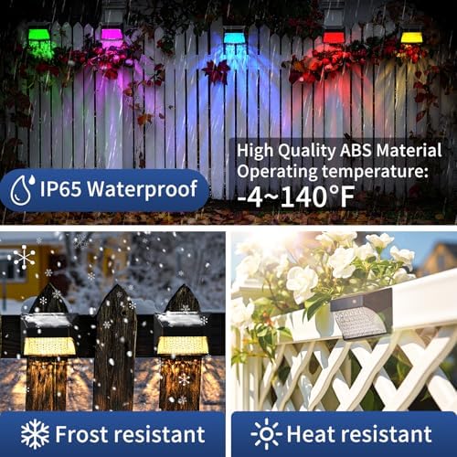 Tadyreal Solar Fence Lights Outdoor Waterproof IP65, 10 Lighting Modes Fence Lights Solar Powered with 15 Bright Led Lens, Backyard Light Outdoor for Deck Railing Step Pool Patio Wall - 8 Pack - Image 6