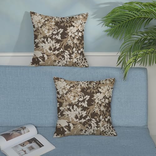 Boho Outdoor Beiga Brown Floral Vintage Pillow Covers 18x18 Set of 2 - Image 4