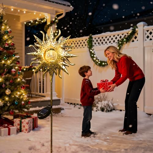 TAKE ME Sun Solar Lights Outdoor Waterproof Metal Garden Stakes for Patio Yard Walkway LawnPatio Mothers Gifts Mom Wife Grandma (Sun) - Image 5