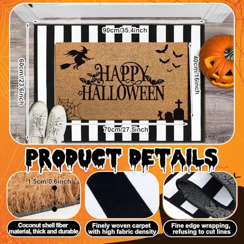 Duraaamo 2 Pcs Halloween Doormat Outdoor Happy Halloween Welcome Mats - Image 4