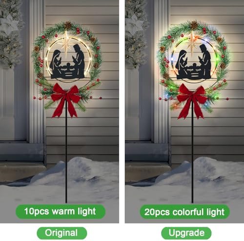 Solar Powered Nativity Scene,Christmas Decorations Outdoor Garden Stakes - Image 4