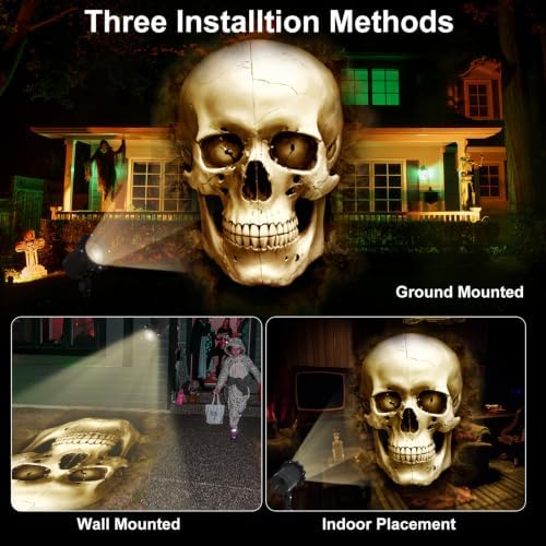 Treela Halloween Skull Projector Light Outdoor Skull Decorations, White - Image 6