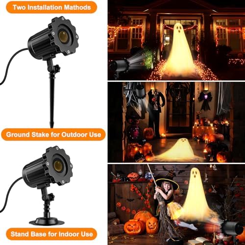 Halloween Projector Lights Outdoor,3D Dynamic Ghost Decorations Light,2026 Upgraded Clearer Ghost HD Patterns,Holiday Light for Home Window Wall Halloween Garage Door Decor - Image 2
