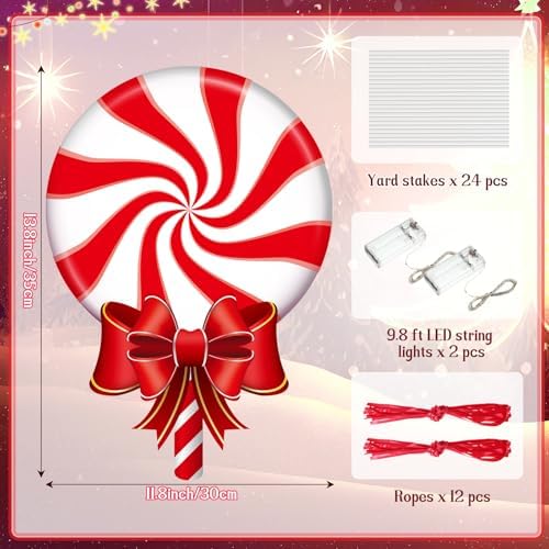 Blosssound 12 Pcs Christmas Candy Signs Stakes LED Yard Pathway Decor - Image 2