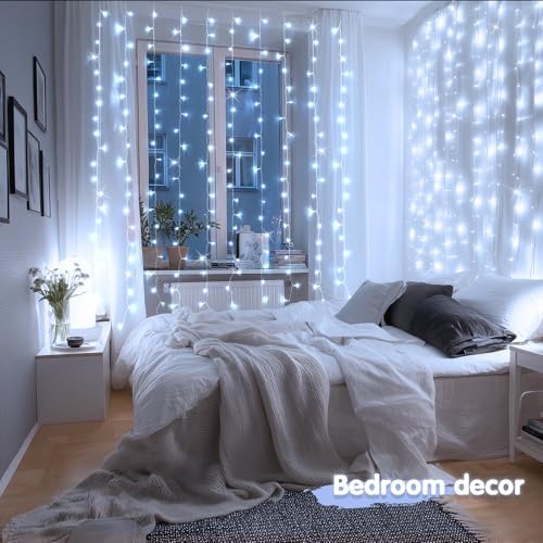 JMEXSUSS 200 LED White Curtain Lights, USB Powered, 6.5ft x 6.5ft - Image 6