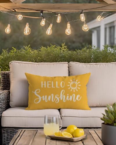 PANDICORN Hello Sunshine Throw Pillow Cover 12x20 Inch Sun, Yellow - Image 7