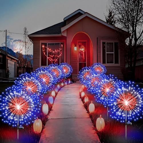Tujoe 12 Pcs 4th of July Solar Firework Stake Lights 180 LED 8 Modes by Tujoe