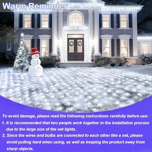 OYCBUZO 360LED Net Lights Outdoor, 21ft x 5ft Connectable String Mesh Lights 8 Modes with Memory Function, Christmas Netting Light Plug in for Bushes Thanksgiving Xmas Tree Party Garden - Cool White - Image 3