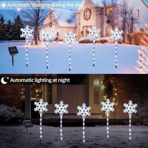 BRIGHTDECK Solar Christmas Snowflake Pathway Lights Outdoor Decor, 20 Pack - Image 4