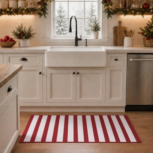 2' x 4'3" Red White Striped Christmas Doormat Crystal Velvet Rug - Image 6