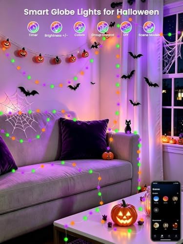 33FT 66LED Globe String Lights Indoor, Color Changing Halloween Lights - Image 2