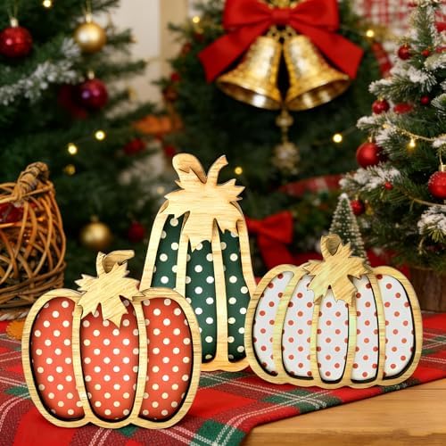 Set of 3 Rustic Farmhouse Fall Decorations for Home, Wooden Pumpkin Autumn Thanksgiving Decor, Harvest Porch Signs for Table, Mantel, Shelf, Office, Indoor Outdoor Holiday Display - Image 3