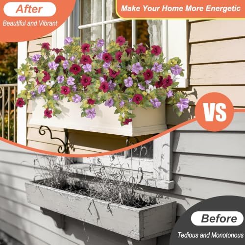 Ammyoo Artificial Fall Flowers Fake Petunias Plants for Outdoor Decoration - Image 3