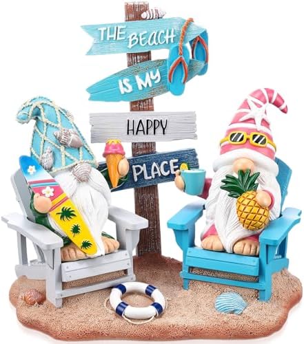 Wonderjune Beach House Decor Resin Sign Figurine for Mantle,Gnome by Wonderjune