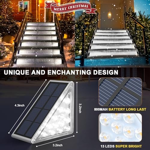 AUDLES LED Solar Step Lights Waterproof Outdoor Stair Lights, Solar Deck Lights Outdoor Decor IP67 Solar Lights for Yard, Patio, Garden, Walkways, Front Door, Pathway, Driveway (8) - Image 5