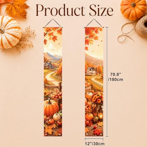 IVN Fall Country Porch Banner Pumpkin Harvest Decor 2 Pcs - Image 5