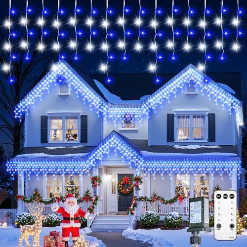 Icicle Christmas Lights Outdoor, 40 FT 432 LED Icicle Lights with 81 Drops by Brightown