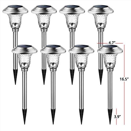 GIGALUMI Metal & Glass Solar Lights Outdoor, 8 Pack LED Garden Lights - Image 6