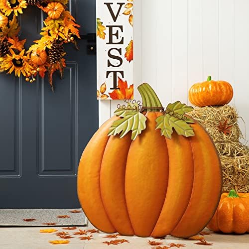 Glitzhome 37.5"H Fall Decorative Yard Signs with Stakes, Oversized Metal Pumpkin Garden Yard Stake for Home Lawn Yard Pathway Front Door Fall Harvest Thanksgiving Wall Hanging Decor - Image 4