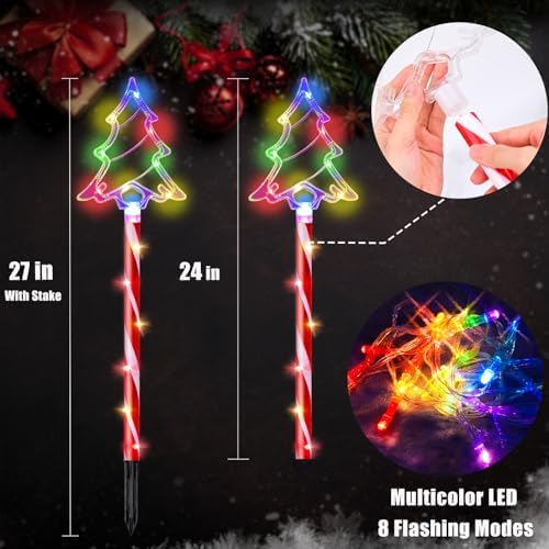 Christmas Pathway Lights Outdoor Decorations, 6/18H Timer 8 Modes, UL588 & IP65 Waterproof - Plug-in 4.5V LED Pathway Light (Not Solar) Pathway Lights Outdoor, Colorful Xmas for Walkway Decor 5 Pack - Image 2