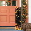 Hello Fall Porch Sign for Front Door, Autumn Wooden Welcome Sign with Maple Leaves Pumpkin for Front Porch Decorations, Fall Garden Decor Outdoor Hanging Signs Wall Sign 31.5"H by PEROUU