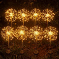 Solar Garden Lights Outdoor Yard Decorations, 8 Pack 150Leds Pathway Lights, Fairy Firework Stake Light for Garden, Patio, Pathway, Flowerbed Gold Color by WhereLightInspires
